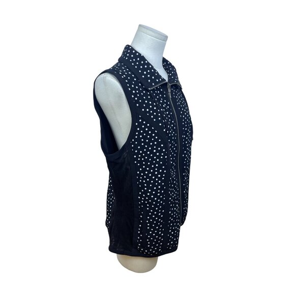 Chico’s Black & White Polka Dot Women’s Sleeveless Zip-Up Vest Size 1 - Picture 3 of 10